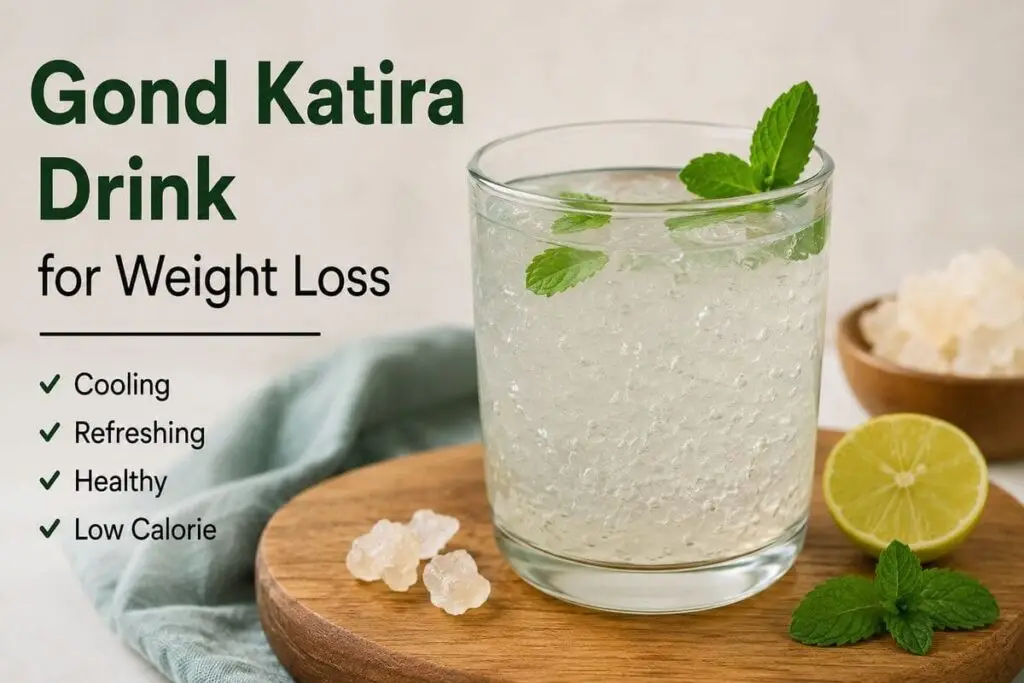 Healthy Gond Katira Drink for Weight Loss with Lemon and Mint