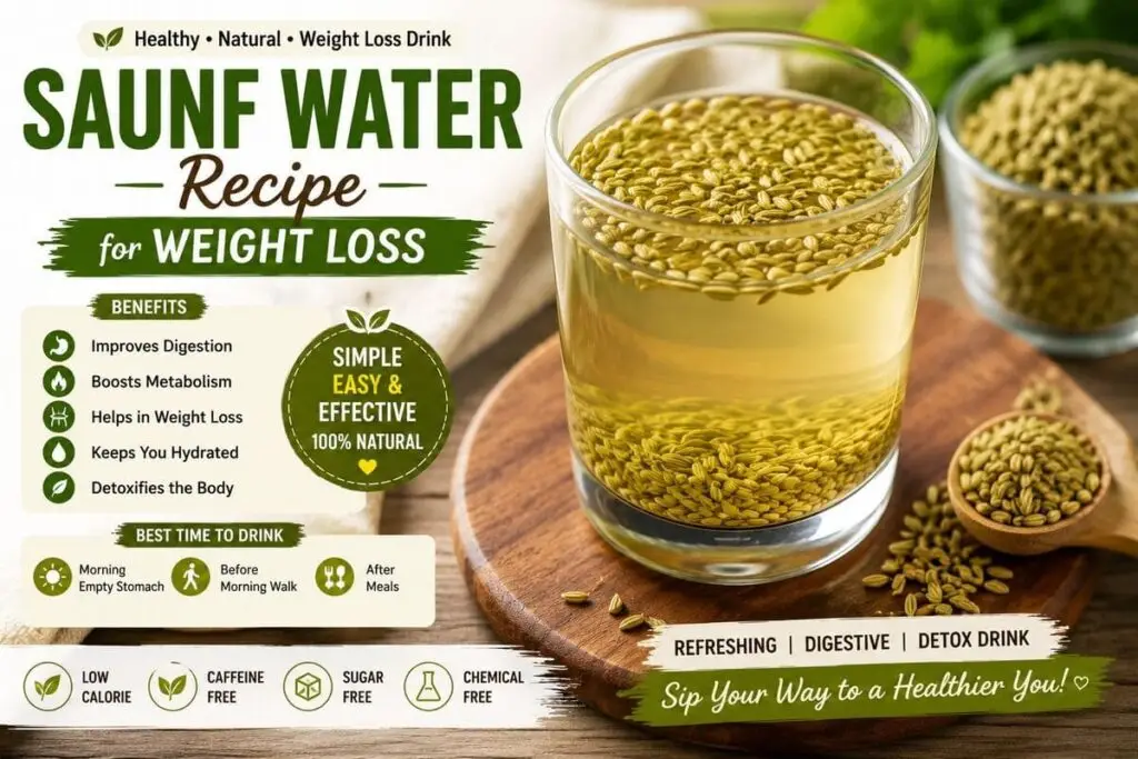 Healthy Saunf Water Recipe for Weight Loss Made with Fennel Seeds