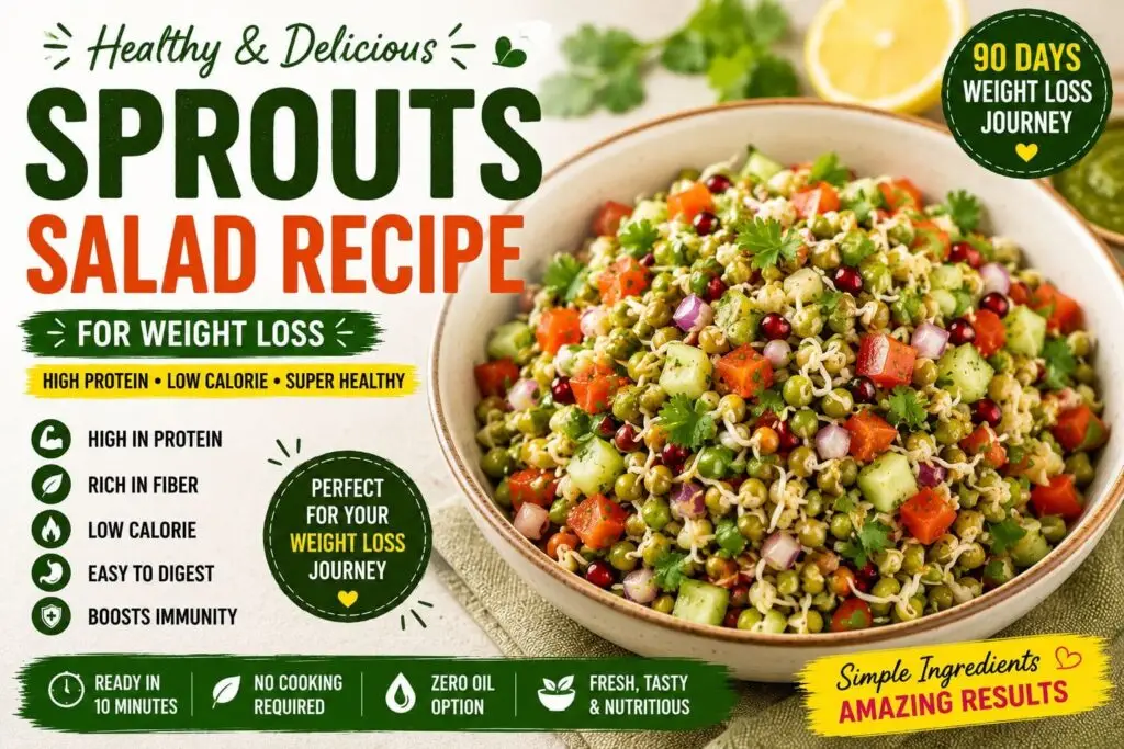 Healthy Sprouts Salad Recipe for Weight Loss with Fresh Vegetables