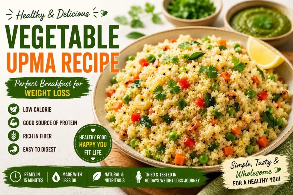 Healthy Vegetable Upma Recipe for Weight Loss with Fresh Vegetables